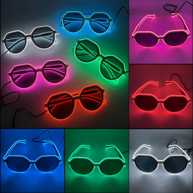 Colorful Flame LED Light Up Glasses 3 Modes LED Luminous Men Women Glasses Glow in the Dark DJ Glow Party Halloween Christmas