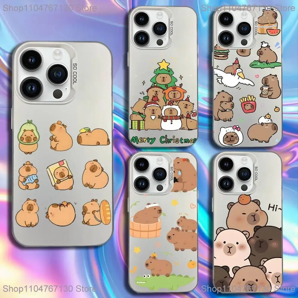 

Funny Cute Cartoon Capybara Phone Case For iPhone 16,15,14,13,12,11,Mini,Pro,SE,MAX White Matte Shockproof Cover