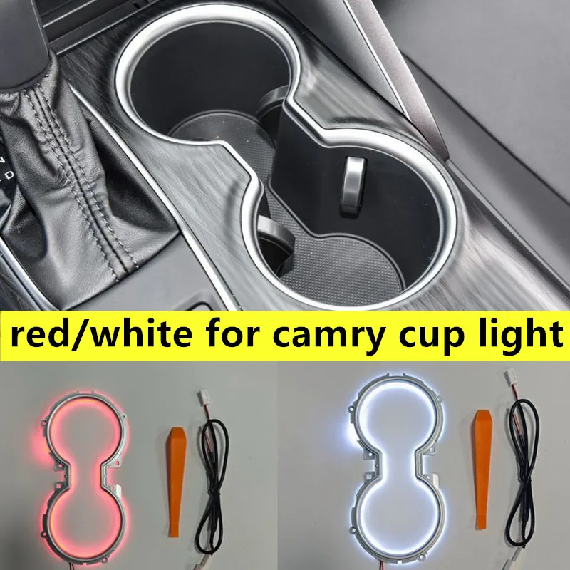 

red/white LED Cup Holder Light For Toyota Camry 2018 2019 2020 2021 2022 2023 Atmosphere Lights Car Interior Lamp Accessories