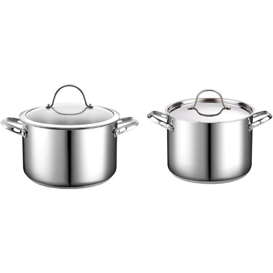 

6Quart Stainless Steel Stockpot with Lid 8Quart Classic Stainless Steel Stockpot with Lid 8QT Silver