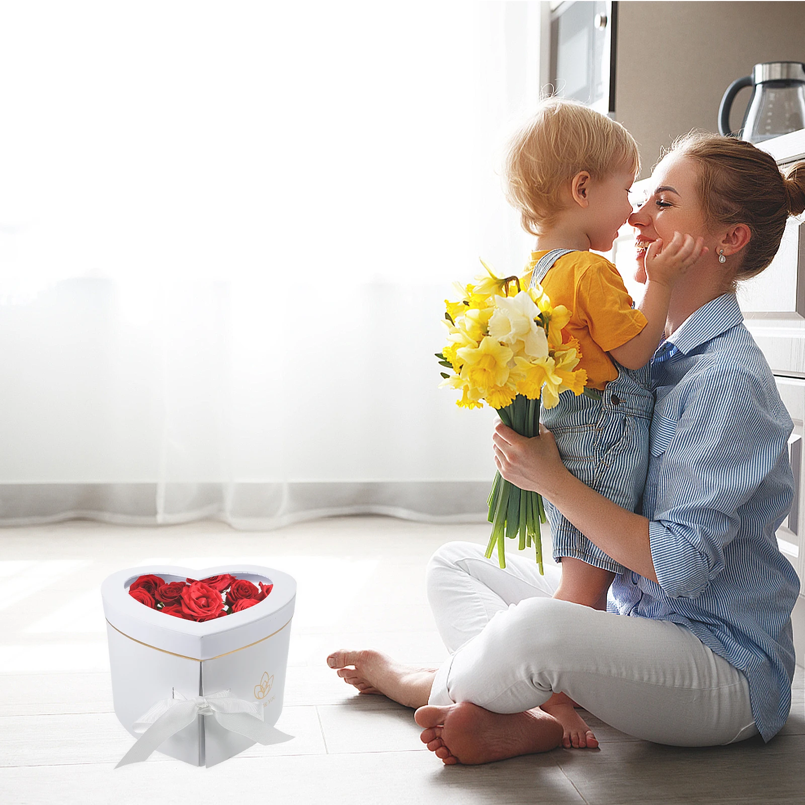 

Heart Shaped Gift Box Double Layers Flower Container Valentine Day Present Storage Box Packaging Solution Roses Preserve Flowers