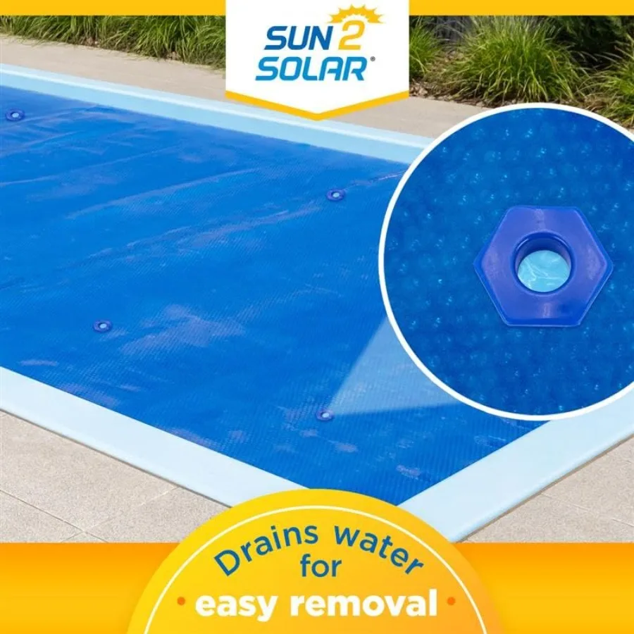 Blue 27 ft Round Pool Solar Cover for Inground Above Ground Pools 1600 Series Heat Retaining Thermal Heating Blanket Includes 6