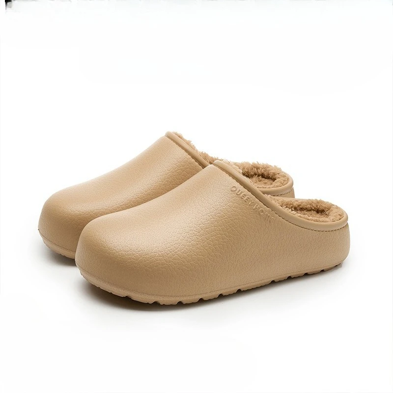 

Fleece waterproof cotton slippers women's indoor warm thick-soled plush winter shoes