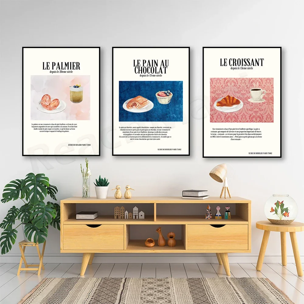 french pastry print, french pastry, pastry wall art, croissant, vienna, home decor, kitchen decor poster, french country