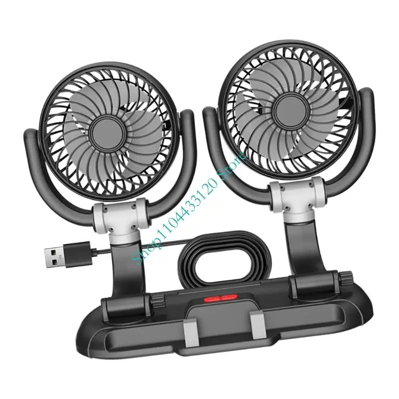 2 in 1 Car Cooling Fan and Stand with Double Airflows 5W USB Powered Quiet Operation for Driving and Camping