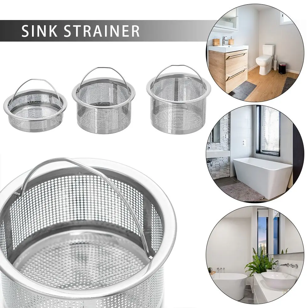 Kitchen Tool Water Sink Plug Stainless Steel Stuff Cover Cleaning Food Hair Stopper Sink Strainer Colander Plug Filter Basket