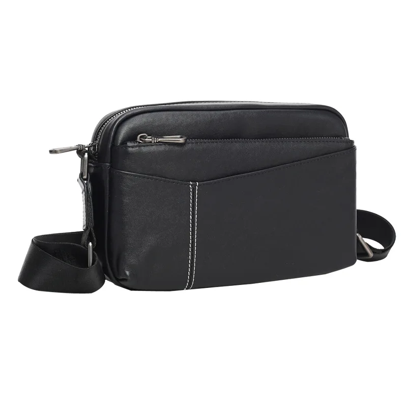 

New Men's Genuine Leather Crossbody Bag Small Casual Shoulder Bag Smooth Comfortable Daily Commuting Messenger Bag