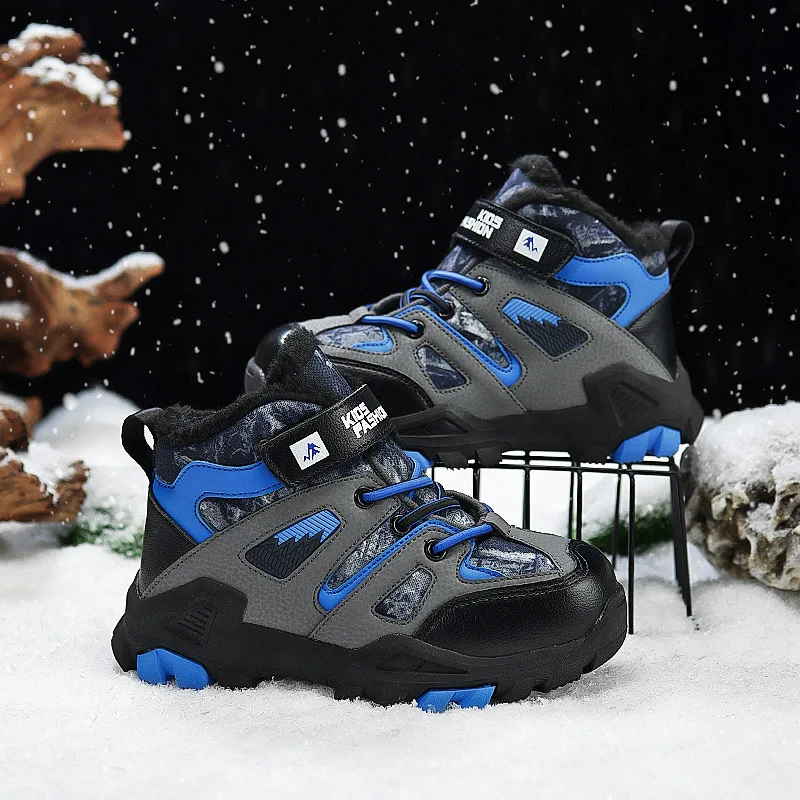 

Winter Children's Casual Snow Ankle Boots Plush Warm Kids Hiking Boots Non-slip Outdoor Mountain Climbing Sneakers for Boys