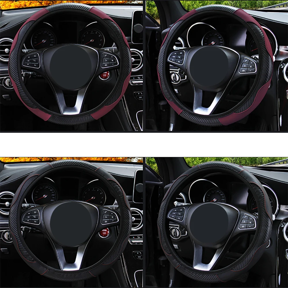 1pcs Steering Wheel Cover Breathable Non slip Steering Sleeve Universal 37-38cm Automotive Parts Four Seasons Universal Sport