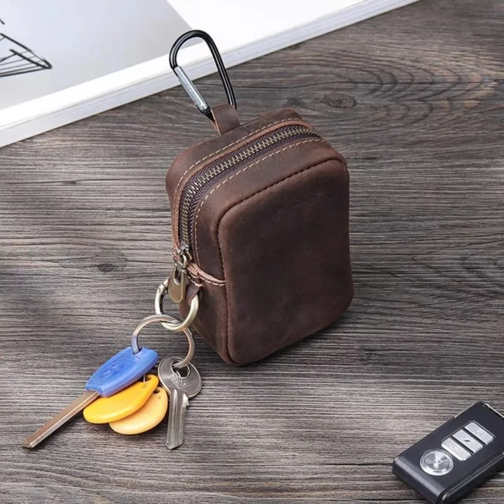 Vintage PU Leather Mini Leather Coin Purse Hook Multi-Color Men Wallet Storage Bag Card Bag Key Ring Pouch Belt Wear