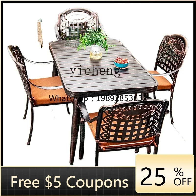 

LYY outdoor cast aluminum tables and chairs balcony combination set European-style villa outdoor courtyard garden