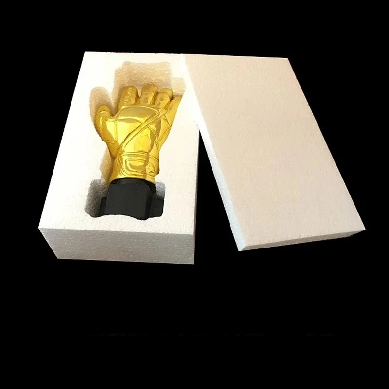 26cm Golden Football Goalkeeper Gloves Trophy Resin Crafts Best Gold Plated Soccer Award Customizable Gift Fans League Souvenirs