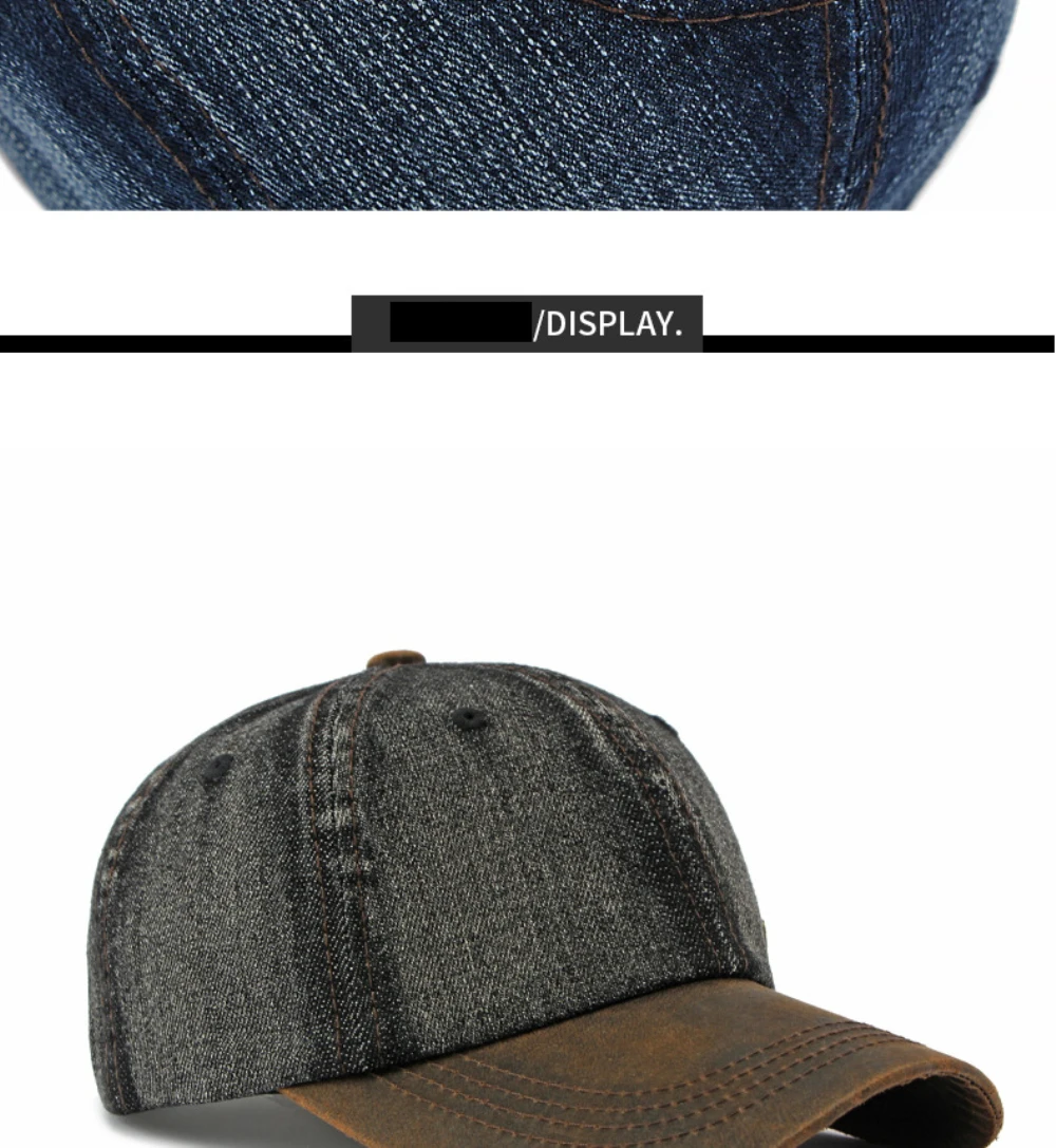 HT5132 Ganzjahres-Denim-Cap für Herren und Damen 2026 Neue Verstellbare Baseballkappe 100% Baumwolle 6 Paneele Snapback Cap Patchwork Hip-Hop-Kappe – Detail 6
