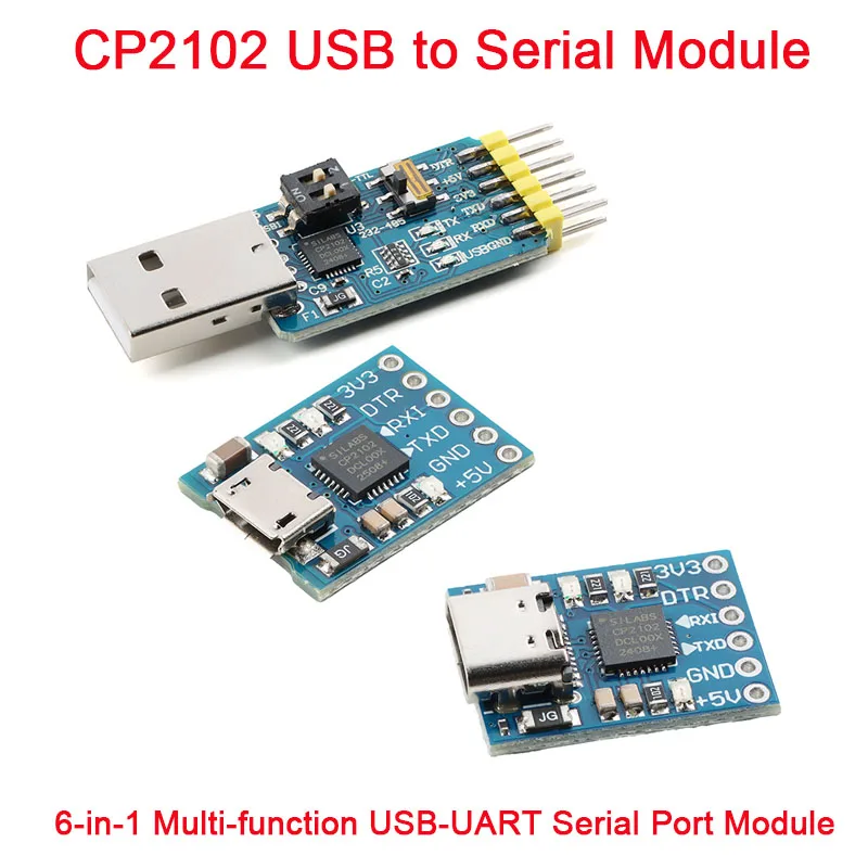 

CP2102 6-in-1 USB-UART USB Serial Port Adapter USB-TTL/RS485/232 TTL-RS232/485 232 To 485 USB Serial Debug Tool for Arduino