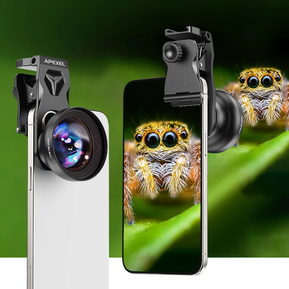 

APEXEL HB100Ultra Mobile Phone Lens Macro Kit Enhanced Close-Up Photography Macro Lens for iPhone&Android with Fill Light/Filter