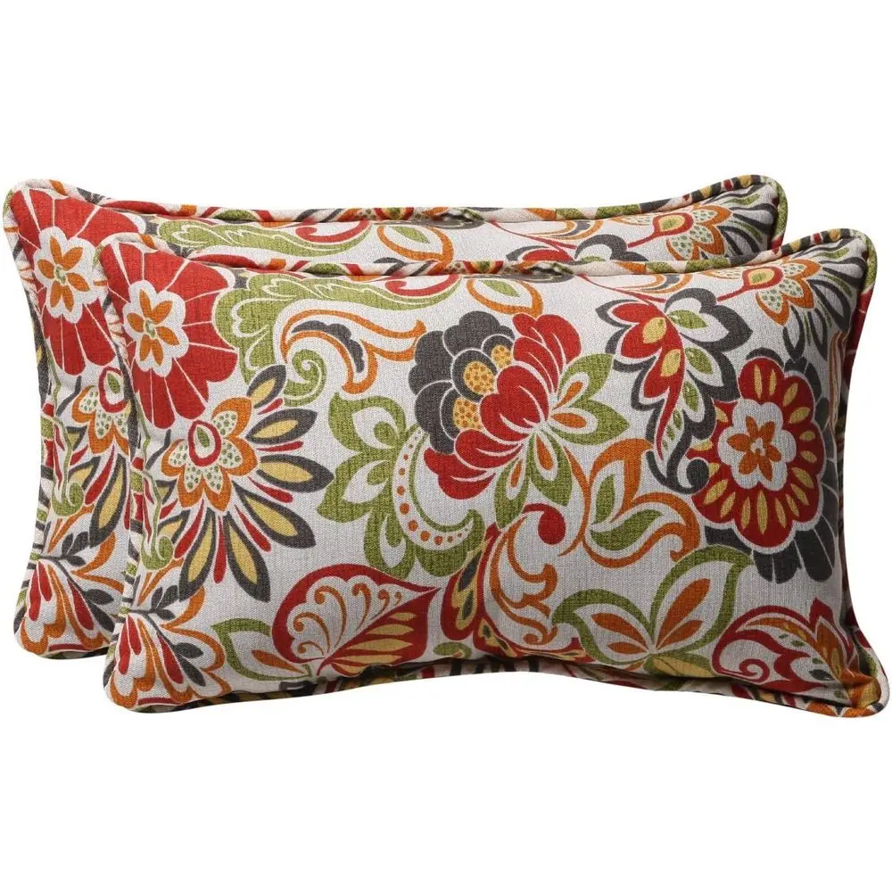 

Green/Red Lumbar Throw Pillows, Set of 2, 11.5 x 18.5