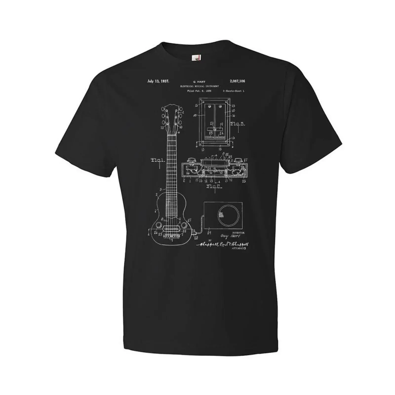 E 150 Electric Guitar Patent T Shirt s For Men vintage Washed Stretched homme Soft graphic Stylish fashion Slightly