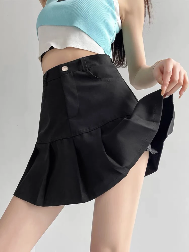 Oversized 5xl Pleated Skirt Women Y2k Preppy Style White Mini Skirts Uniforms Safety Summer Solid Sexy Short Kawaii Black Skirt