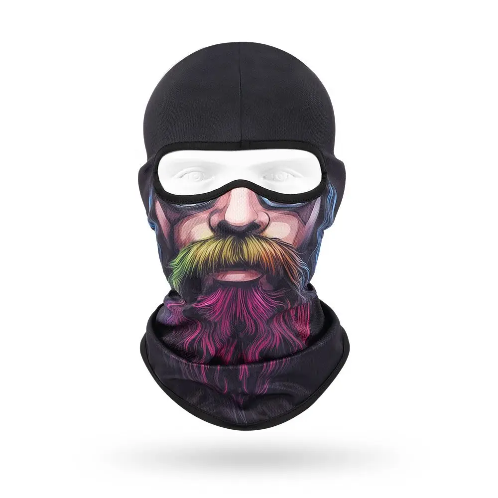 New Beard Print Funny Face Balaclava Quick Dry Breathable Beard Face Mask Sweat Absorbent Sun Protection Ski Mask Outdoor Sports