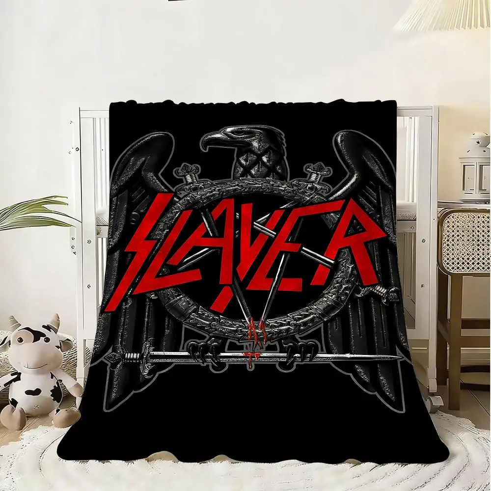 S-Slayer Band Throw Flannel Fluffy Soft Blanket Warm Skin-Friendly Throw For Sofa Bed Office Nap Winter