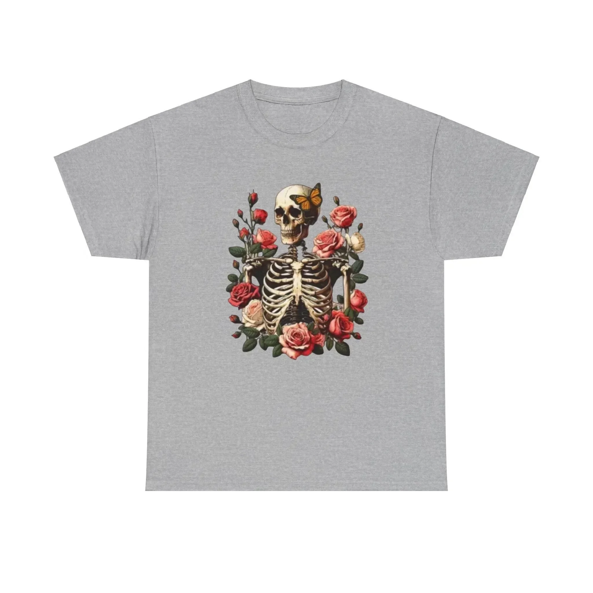 Skeleton Flower T Shirt Halloween Boho Rib Cage Wildflower Womens