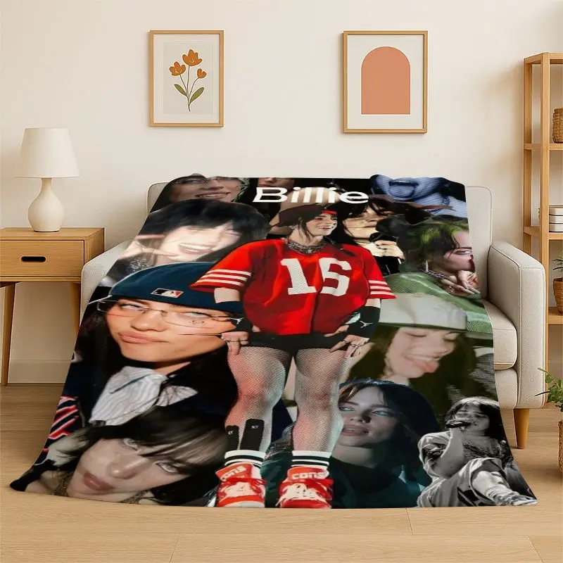 Famous Singer Billie Eilish Star Soft Flannel Throw Blanket,Warm Cozy Blanket for Bed,Couch,Sofa,Bedroom,Living Room,Travel
