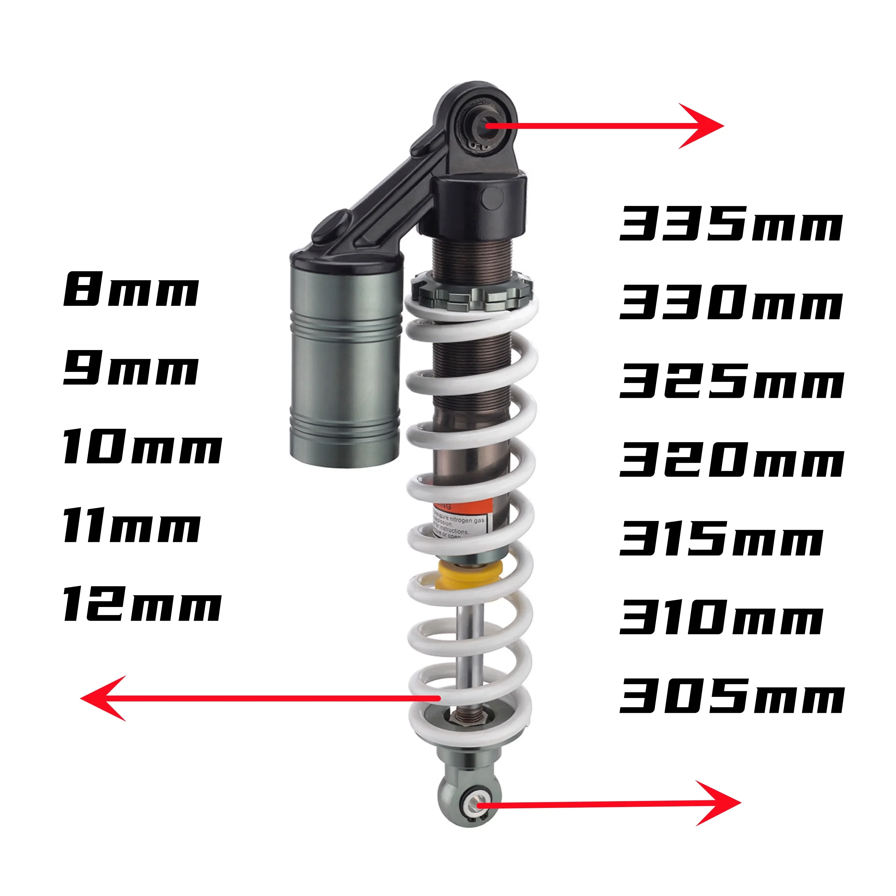 345mm 360mm 380mm Mono Motorcycle ATV UTV Front Hydraulic Rear Shock Absorber