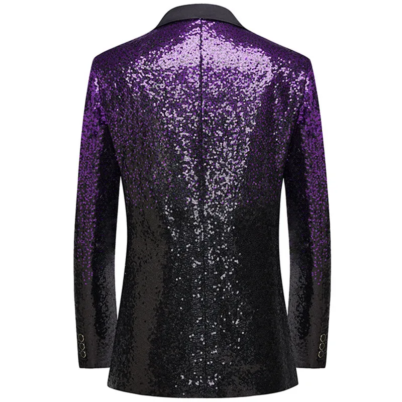 Fashion Men\'s Sequin Suit 2 Piece Men Bar KTV Stage Performance Dress Male Gradient Clothing