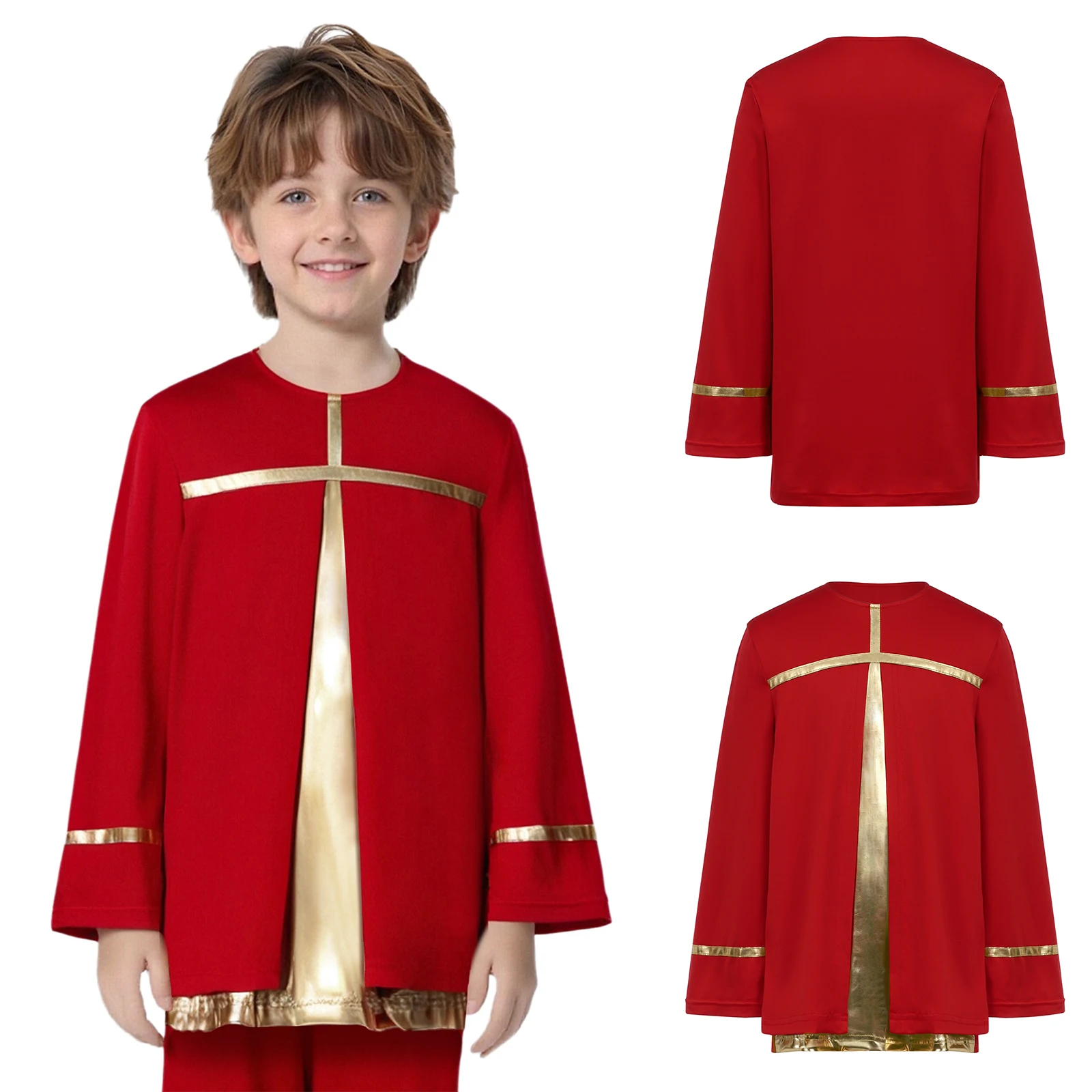 

Boys Festival Liturgical Priest Halloween Costume Worship Praise Lyrical Dance Shirts for Church Choir Preachers Performance Top