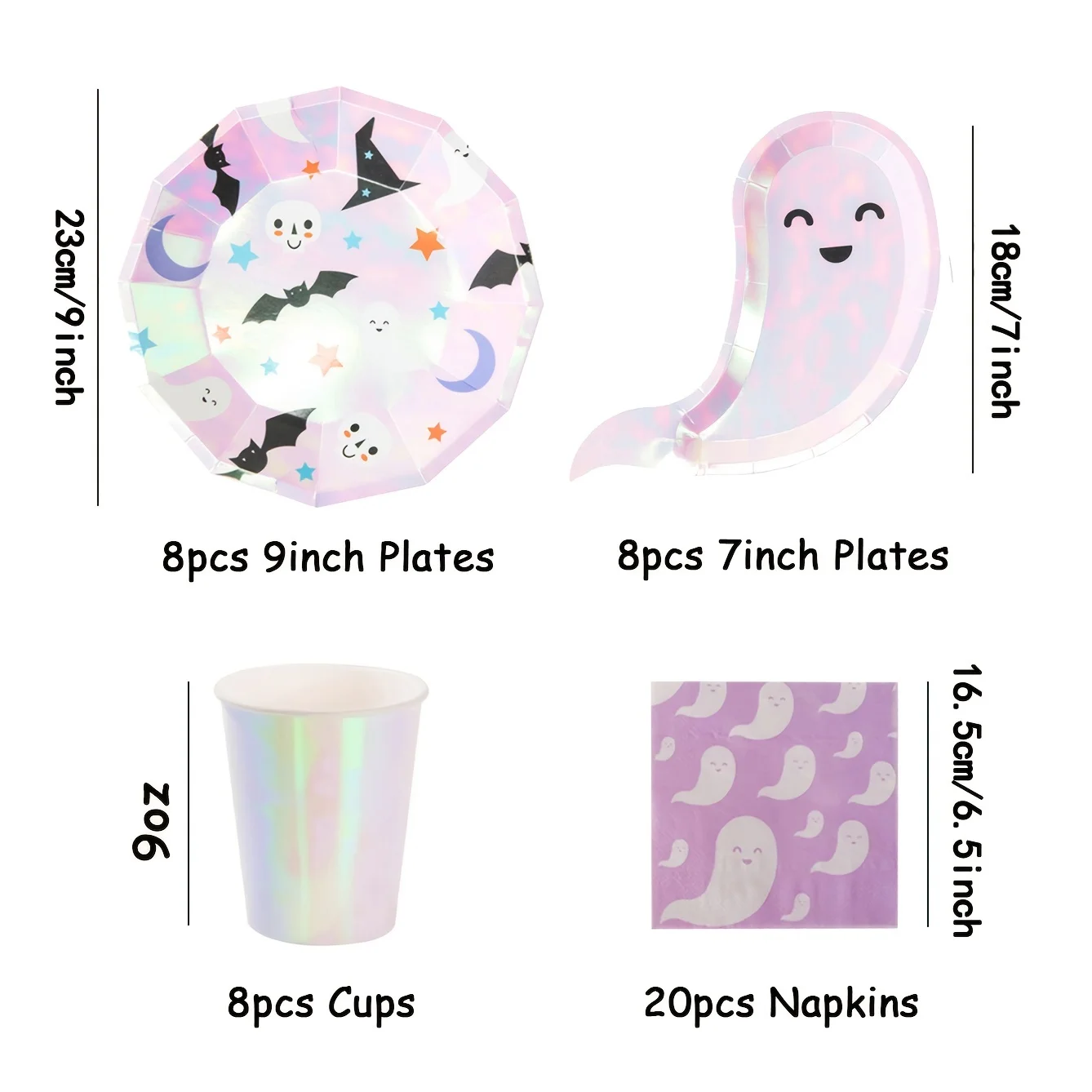 Halloween Ghost Shape Disposable Tableware Paper Plates Cups Halloween Happy Birthday Party Decoration For Home