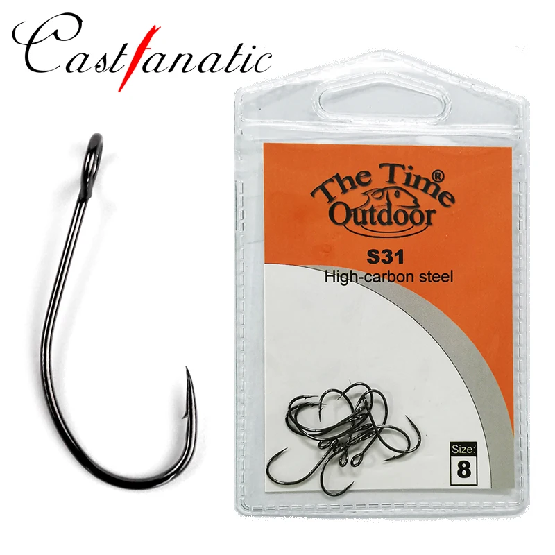 Castfanatic S31 Barbed Assist Hook Single Barbless Spoon Hooks high Carbon Steel With Big Eye Fishing tackle For trout jig Bait