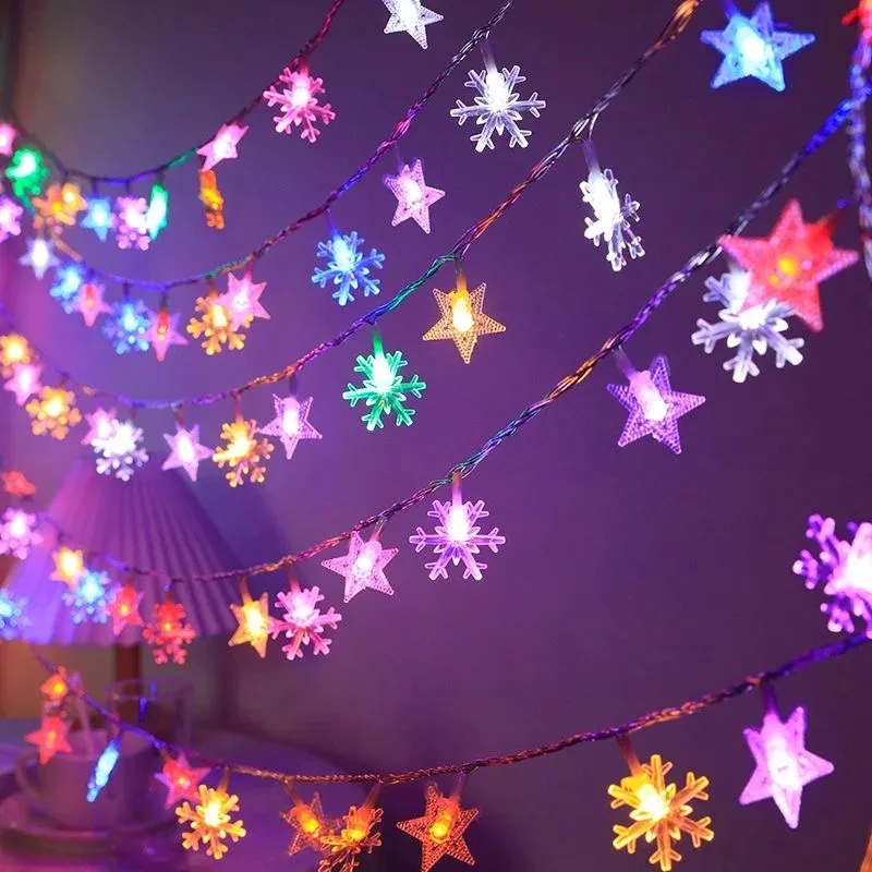 Star Snowflake Christmas LED USB Battery 220V String Fairy Lights Garland For Tree New Year Decorations 1.5M-30M Noel Navidad