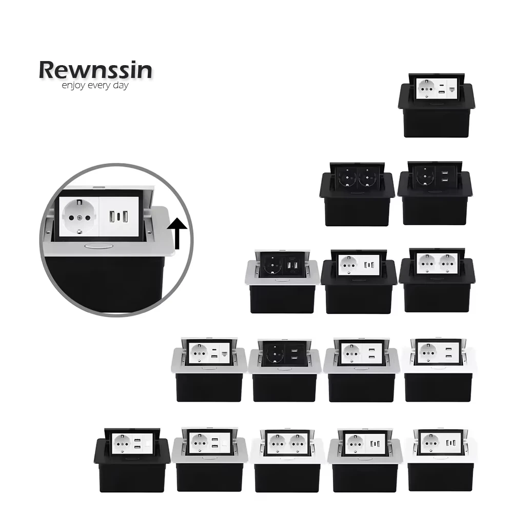 

Настольная розетка европейского стандарта Выдвижная скрытая розетка Встроенная розетка с двойным интерфейсом USB и интерфейсом Type-C Розетка 220 В