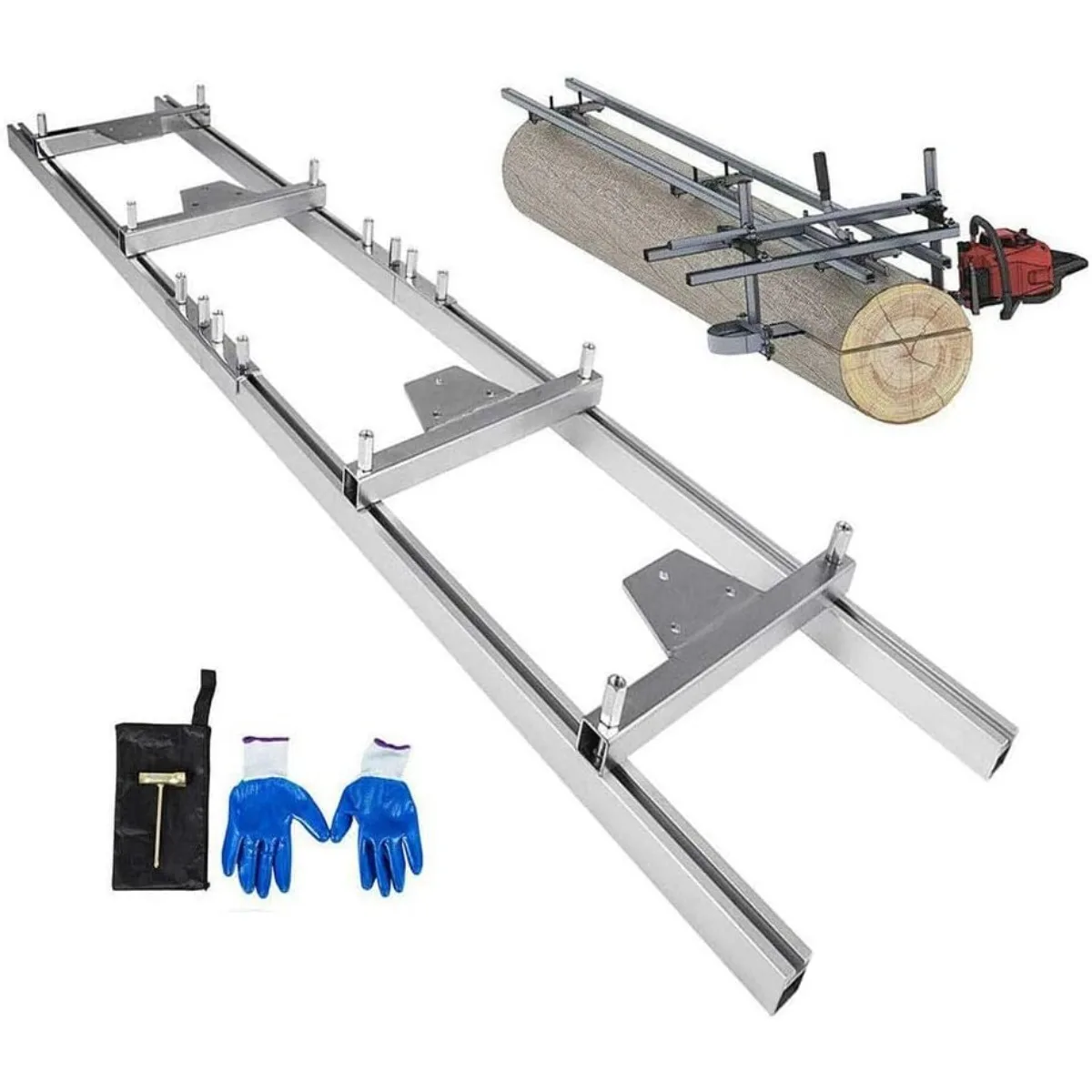 Aluminum Chainsaw Mill, 2.7M 106.3 Inch Guide Rail, Durable Scratch Resistant, Efficient Long Log Cutting Track, Chainsaw Attachment for Timber Milling