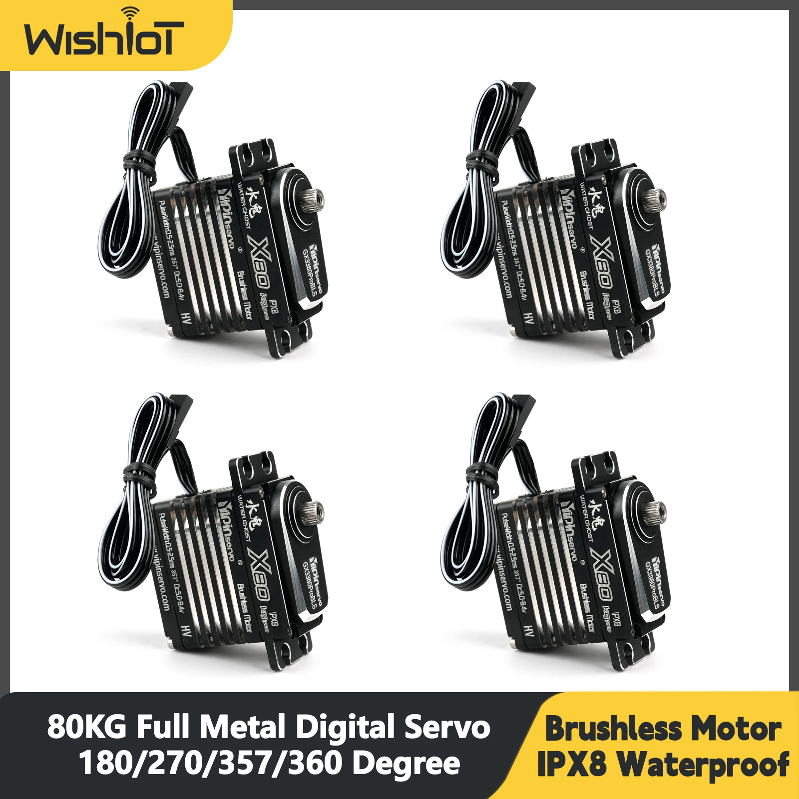 

80kg Digital RC Servos PWM Brushless Motor Waterproof IPX8 High Torque 25T Metal Gear Magnetic Encoding Servo for Robot RC Cars