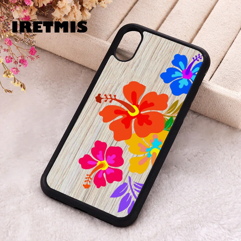 Iretmis Phone Cover Case For iPhone X XS Max XR 11 12 13 PRO MINI 14 15 16 Plus Rubber Hawaiian Hibiscus Tropical Flowers