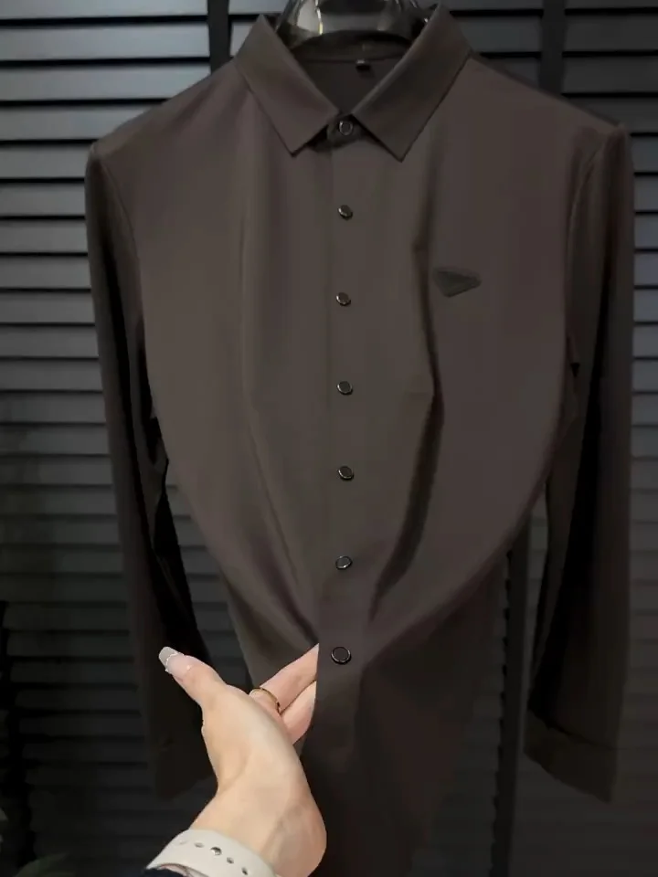 

High Quali Men's Long Sve irt Faionable Versatile Premium Feel Cool Busin Casual Stand Fit Button up Spring Au...