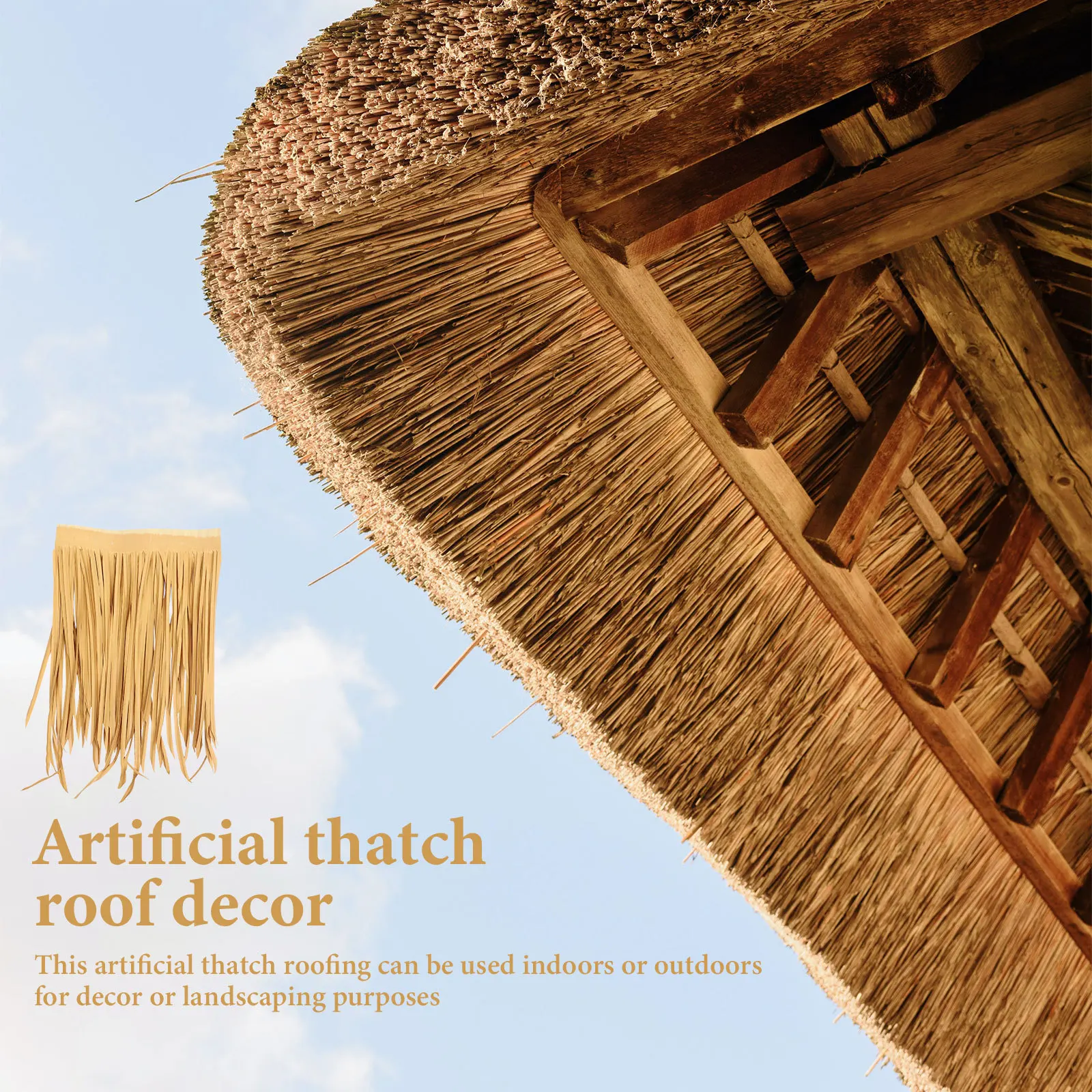 

4Pcs Artificial Thatch Roof Straw Roof Simulation Decorative Garden Hut Lawn Cover Fireproof DIY Landscaping Decor
