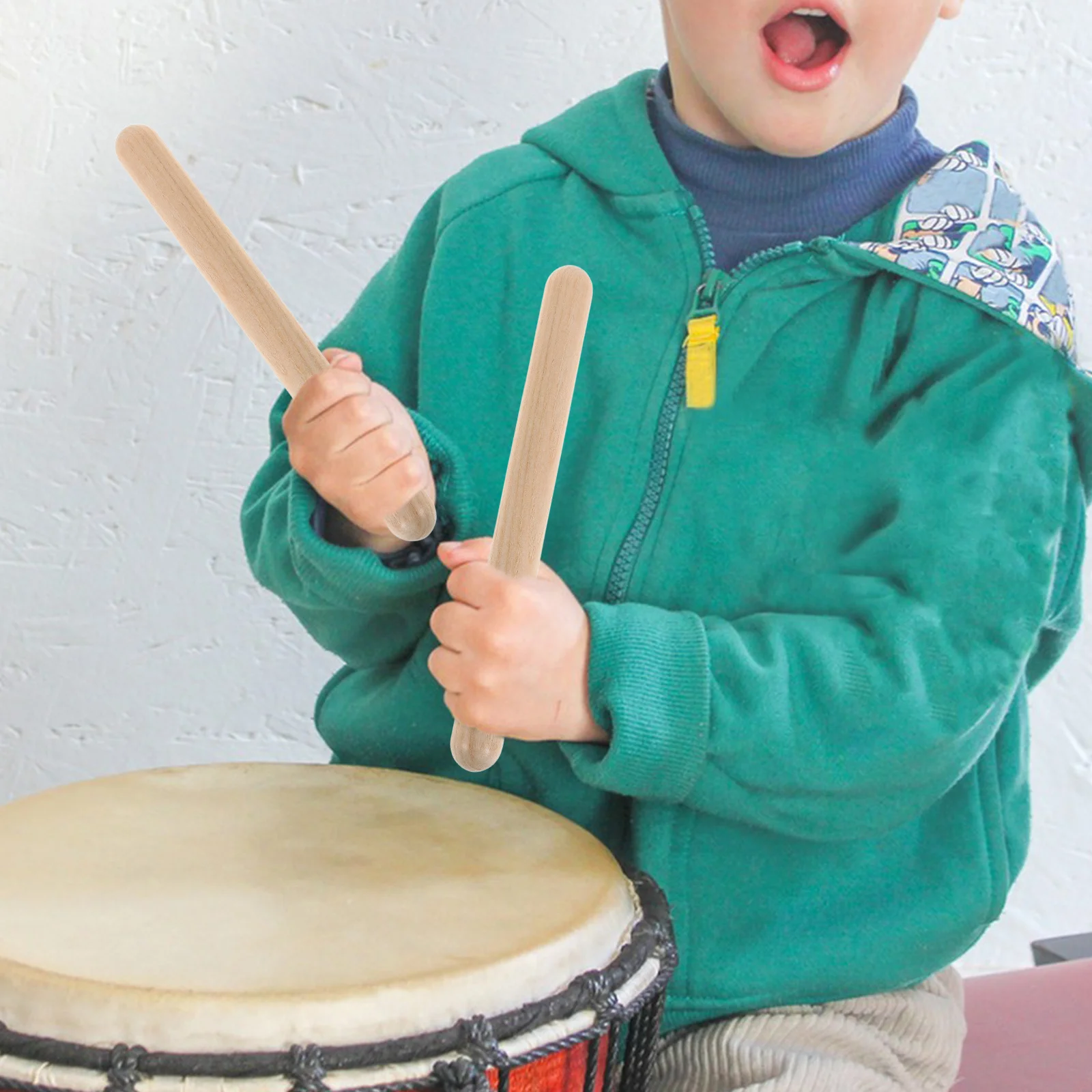 4 pares de claves de ritmo instrumento de percussão de madeira natural para crianças desenvolvimento de alfabetização musical programa orff uso em sala de aula