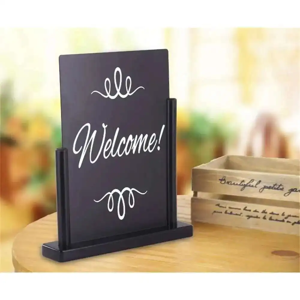 Handwriting Message Blackboard Desk Sign Writing Plate Table Top Advertising Signage Board Wooden Decoration Display Stand