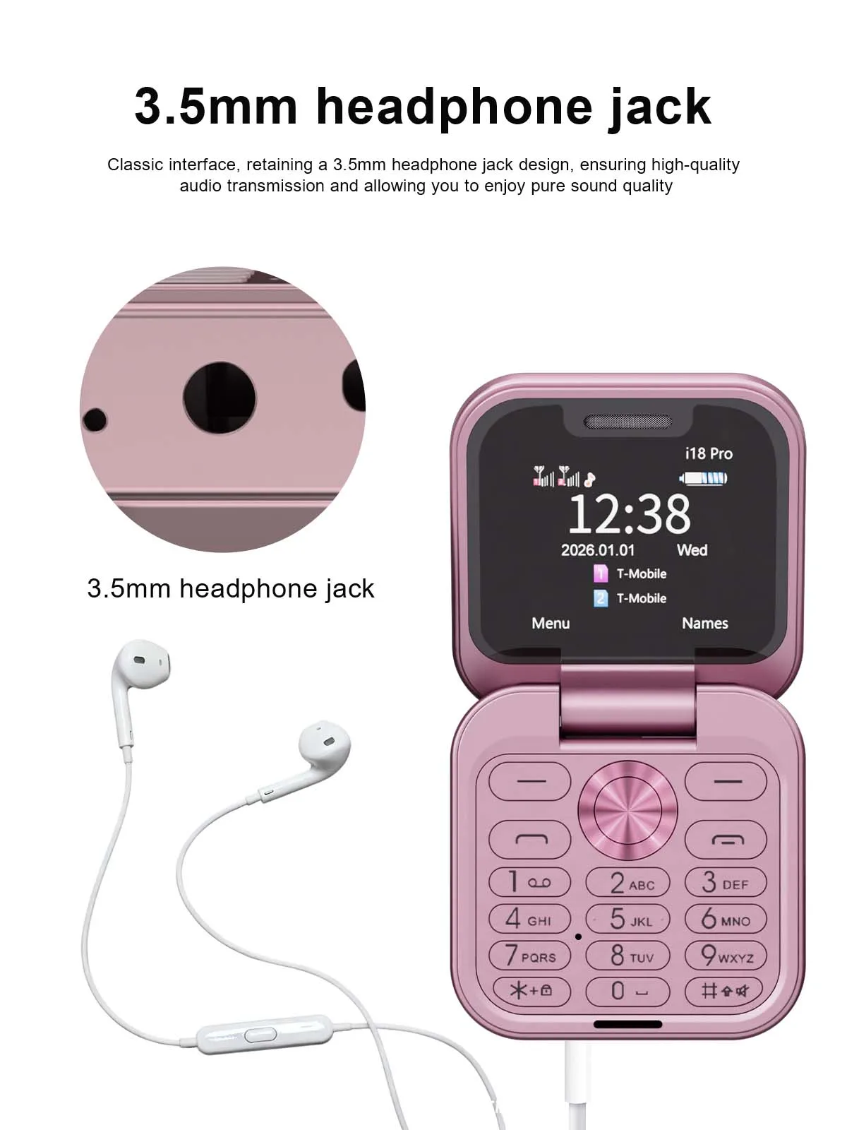 SERVO I18PRO Mini Flip Feature Phone Dual SIM Standby Magic Voice 3.5mm Audio Jack Blacklist 1.77" Pocket Mobile Phone Vibration