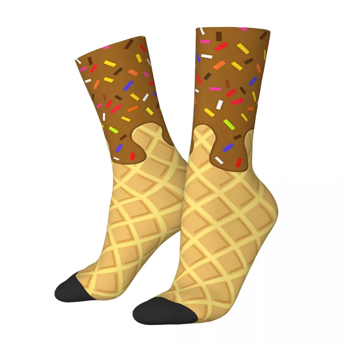 Chocolate Waffle Cone Ice Cream Kawaii Socks Travel Cartoon Pattern Socks