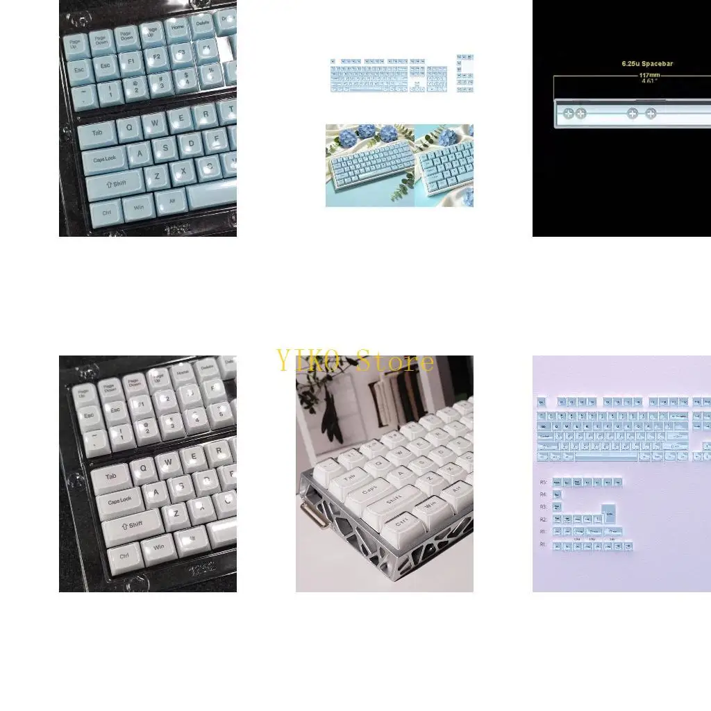 K32C Replacement Keycap Set for Mechanical Keyboard 132 MDA Profile Crystal Jellys Caps for MXes Stems and Customs Desks