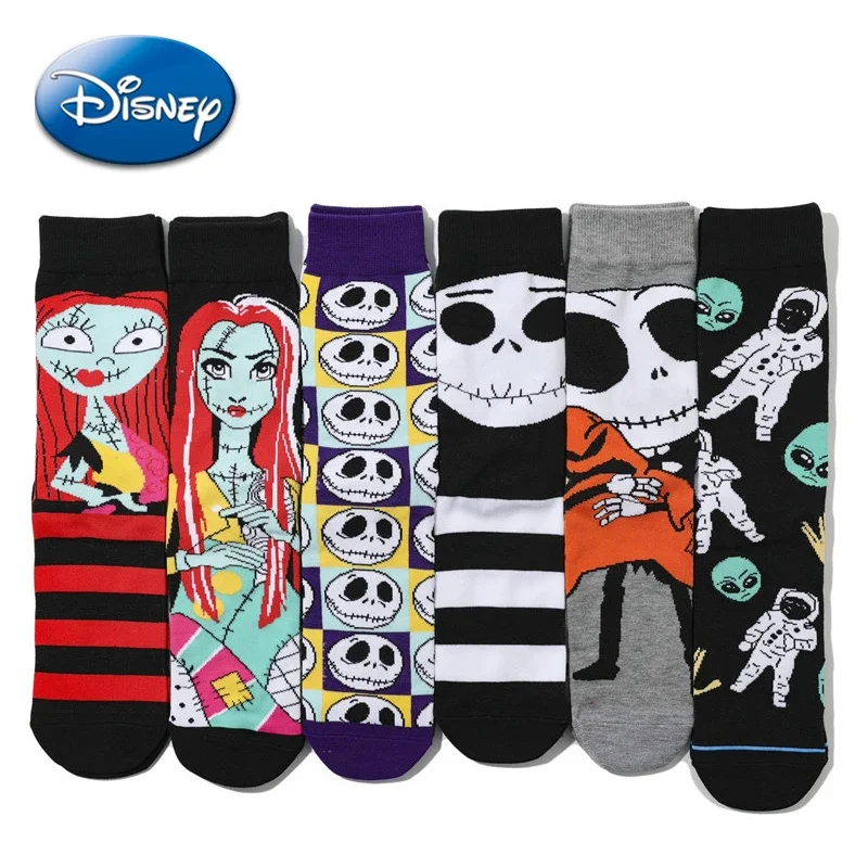 Disney Nightmare Before Christmas Cotton Sock Jack Sally Cartoon Anime Figure Ins Stocking Men Women Adult Winter Warmth Neutral