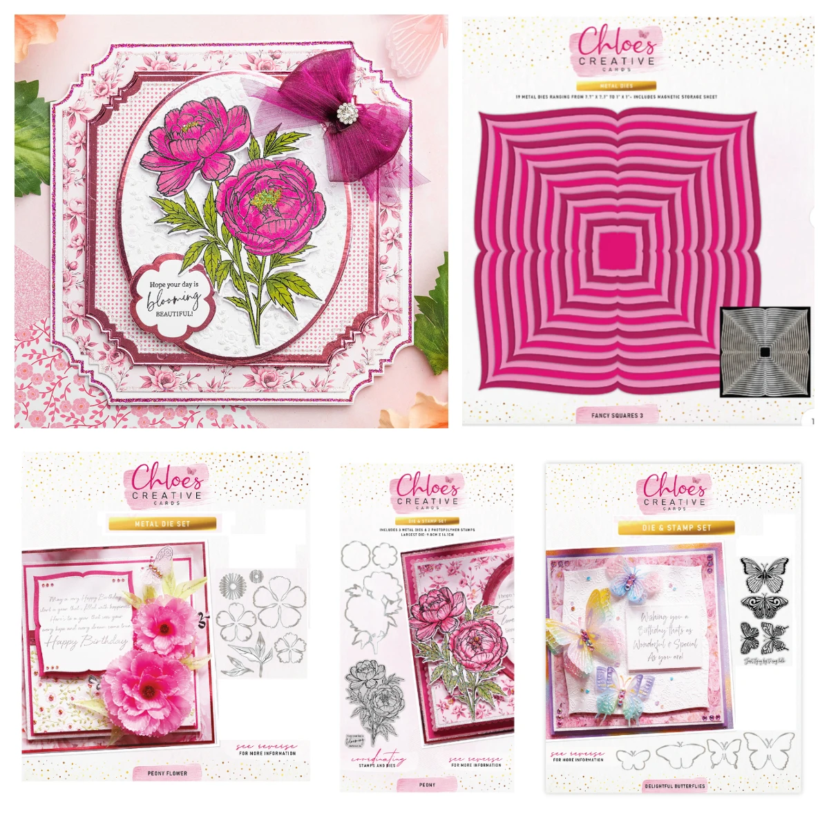 Peony Flower Fancy Squares Clear Stamps Metal Cutting Dies Sets DIY Cut Craft Sentiments Stamp Seal Scrapbooking Decoration