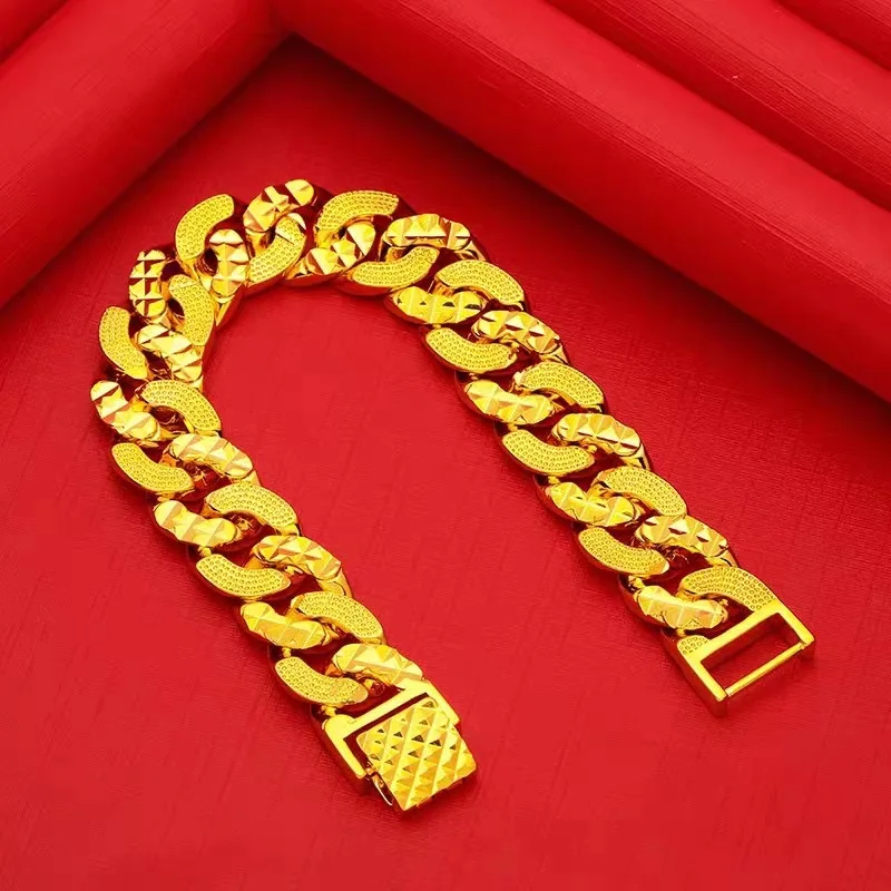 

Men's 24K Gold (AU999) Boss Bracelet | Openwork coin pendant, micro-diamond halo with magnetic closure