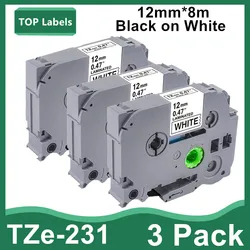 1 ~ 3PK Label Maker Band für Brother P-Touch TZe-231 TZ-231 12mm 0,47 Zoll Laminiert Refill für PT-D210 PT-H100 PTD220 Etikettierer