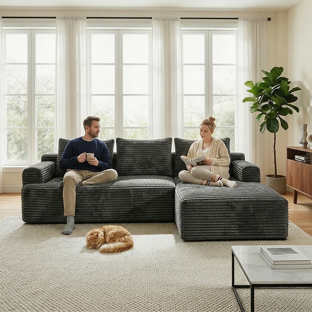 Space Saving L-Shaped Corner Sofa, Compact Modular Sectional Couch, Multifunctional Freely Combinable Design, Perfect for Small Apartment, Living Room, Recreation Room