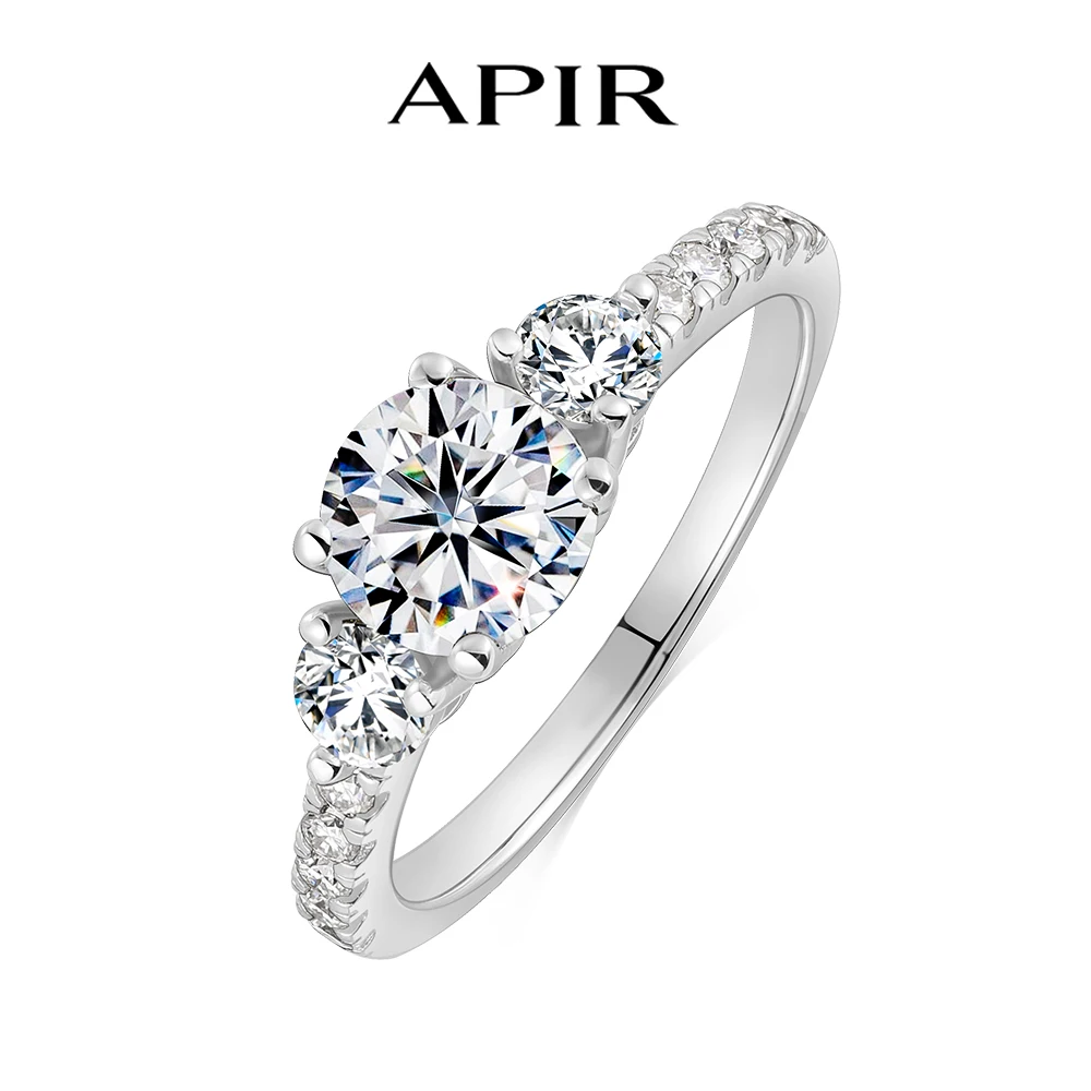 

APIR 1.57 ct D Color VVS1 Moissanite Eternity Band Sterling Silver 14K Gold Plated Lab Diamond Engagement Rings Wedding Jewelry