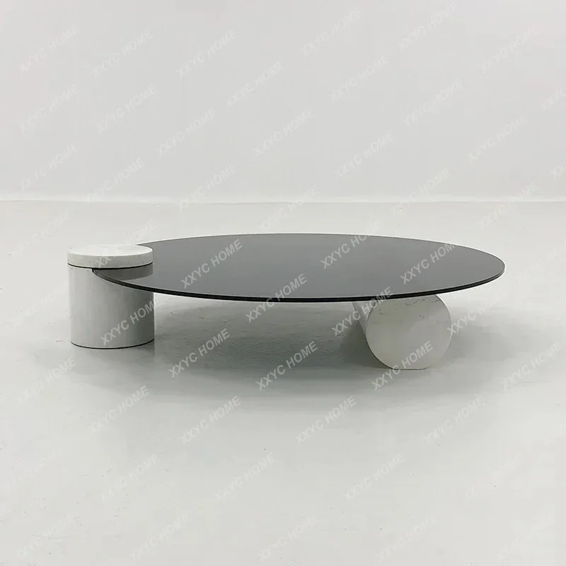 XX Modern Creative Glass Round Coffee Table Villa Model Room Living Room Coffee Table